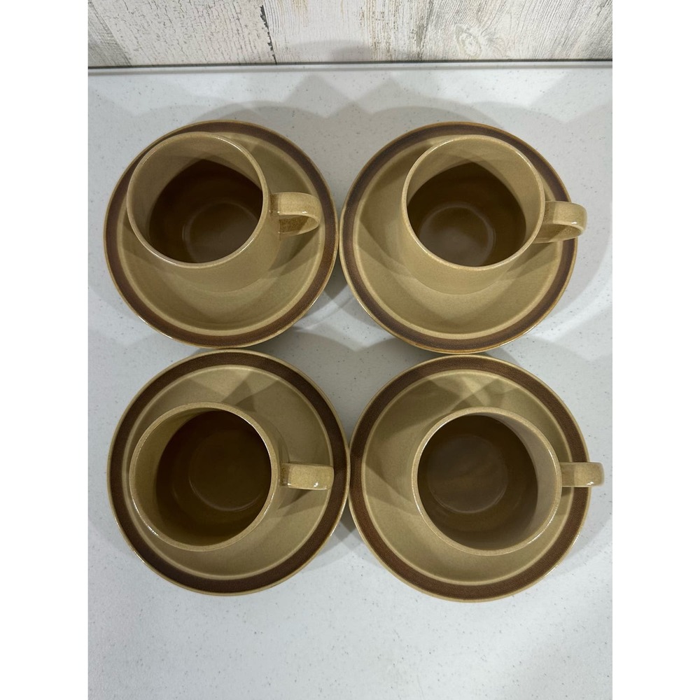 Hearthside Stoneware Dogwood 4 Cups 4 Saucers Hand Painted Japan MCM - Picture 2 of 16